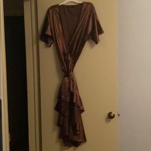 Satin wrap around tie dress